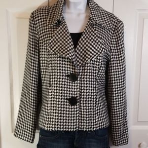 Larry Levine Houdstooth Pocketed Blazer Sz 10